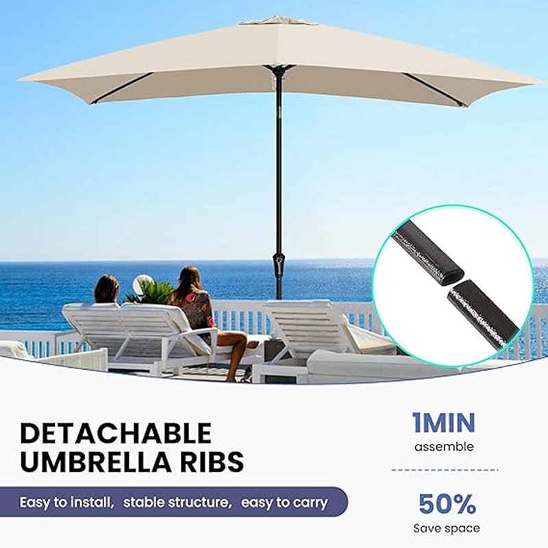 Parasol de table rectangulaire pour l'extérieur, Beige clair