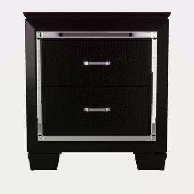 1Pc Nightstand 2X Dovetail Drawers Faux Alligator Embossed Fronts Bedroom Furniture
