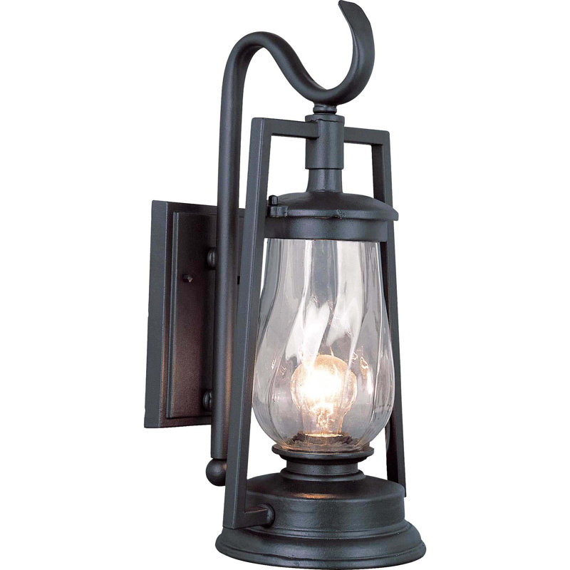 Croll 1-Light Indoor or Outdoor Antique Bronze Aluminum Wall Mount Sconce with Twisted Clear Glass