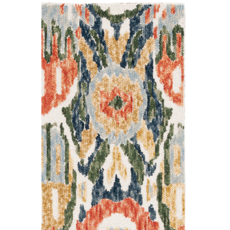 Ikat 151 Hand Tufted Wool/Cotton Ikat Rug in Green/Rust, Rectangle 8' x 10'