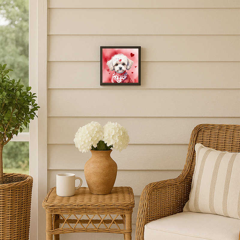 Maltipoo My Valentine, reproduction d'art encadrée