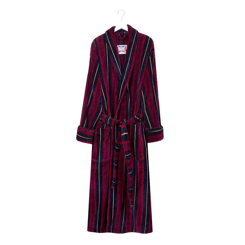 100% Standard Cotton Mid-Calf Bathrobe with Pockets, M