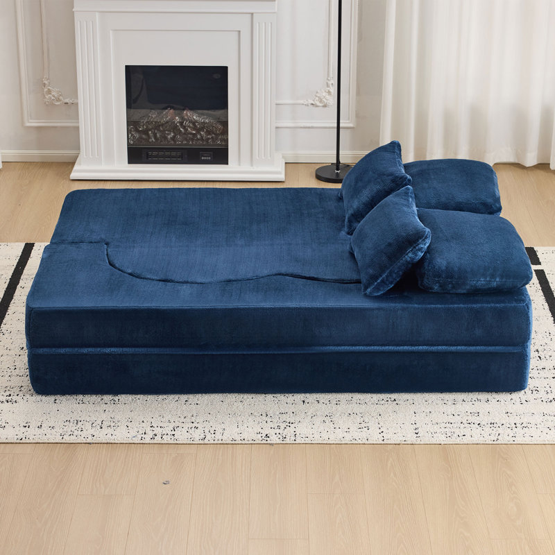 Grand canapé-lit pliable, canapé futon moelleux, canapé-lit convertible en mousse haute densité, Bleu