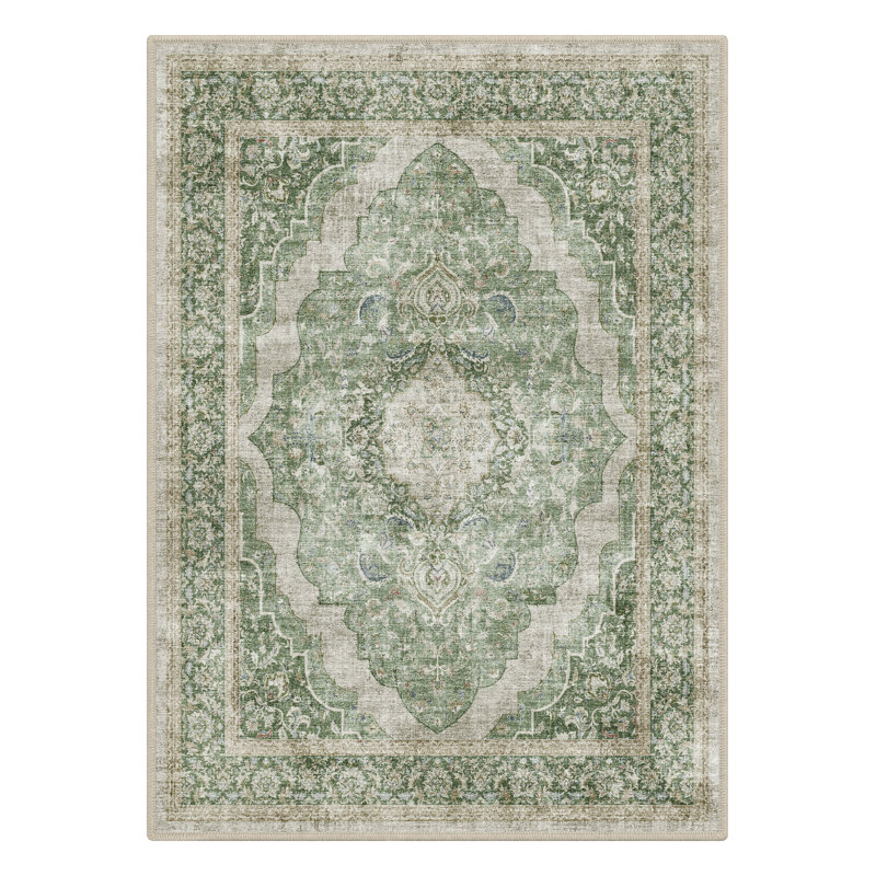 Tapis vert sauge antidérapant lavable, Sage Green, Rectangle 9' x 12'