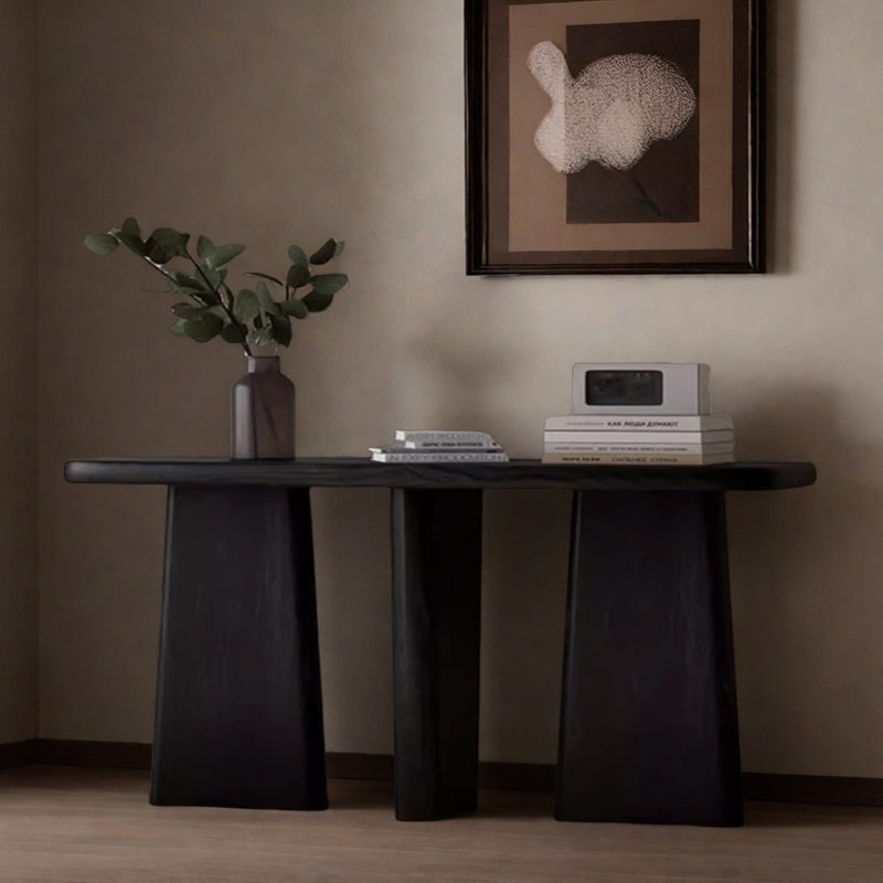 Console en bois massif de style Wabi-Sabi, H 31,5 po x l 70,9 po x P 15,7 po