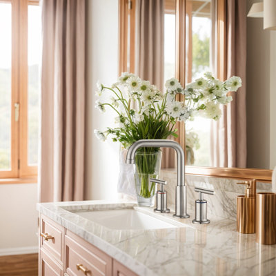2-handle Bathroom Faucet with Drain Assembly