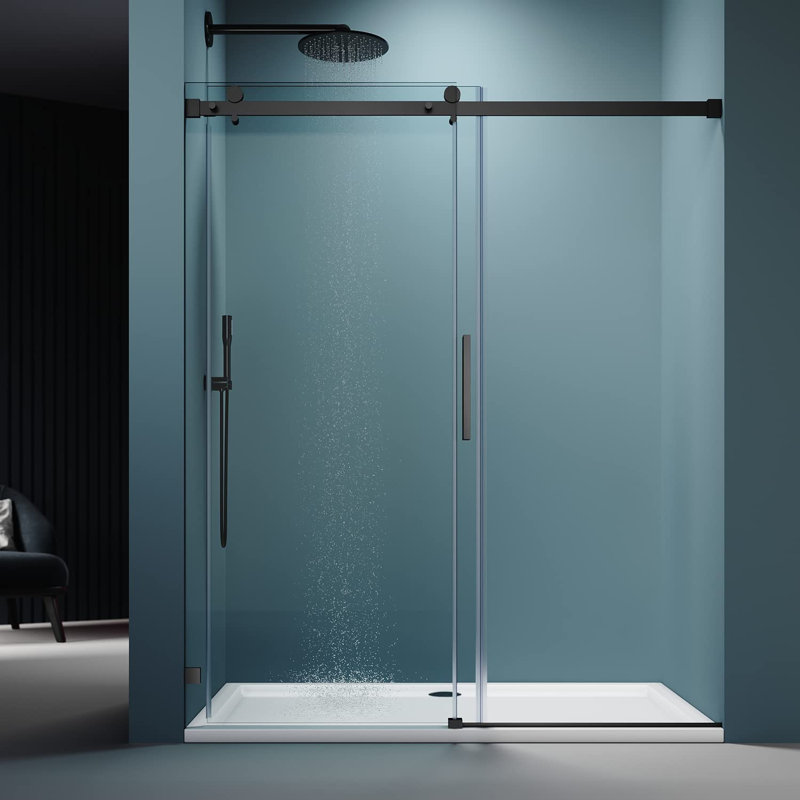58" - 60" W x 72" H Door Opening Frameless Shower Door, Black