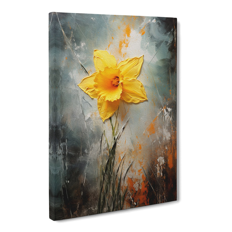 Daffodil Flower Action Painting No.4 - Print, 60cm H x 40cm W x 3cm D