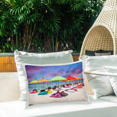 Coussin d'extérieur imprimé plage parasol Beach Resort
