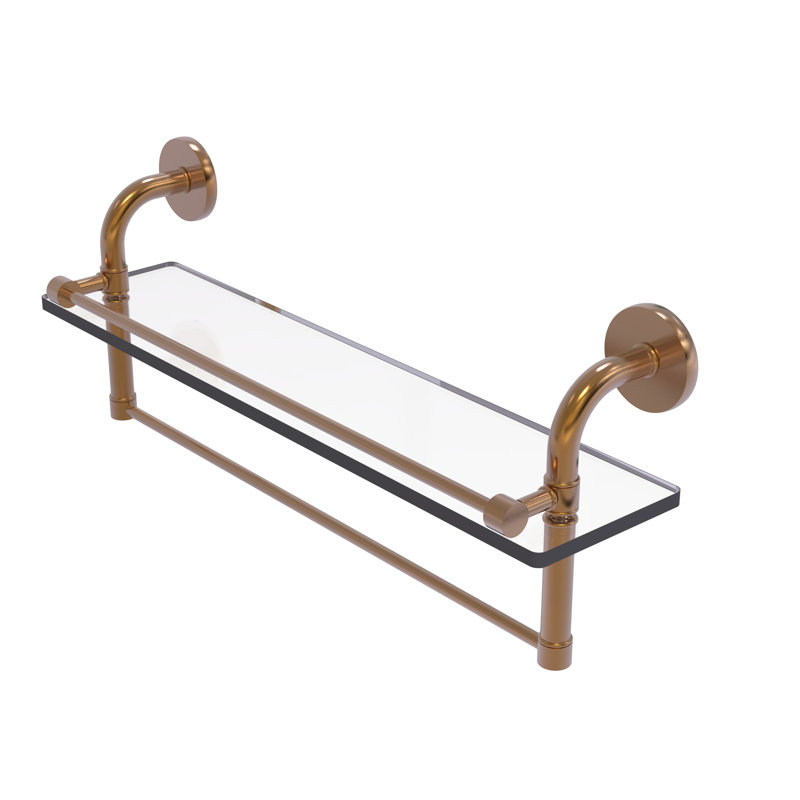 Tioga Bracket Shelf with Towel Bar, Brushed Bronze, 8" H x 16" W x 5" D