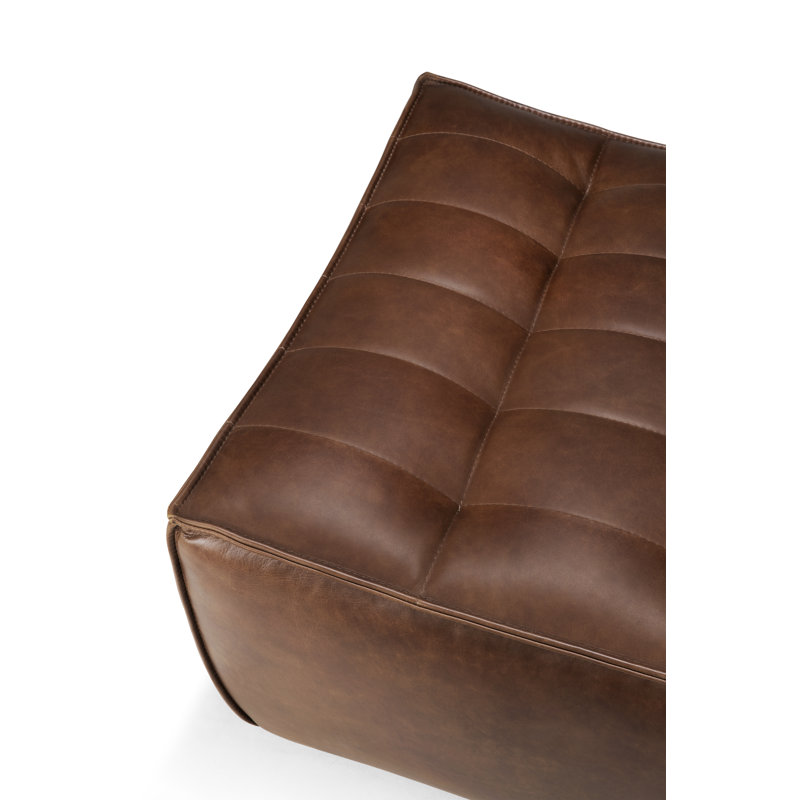 N701 Square Leather Ottoman, Chestnut