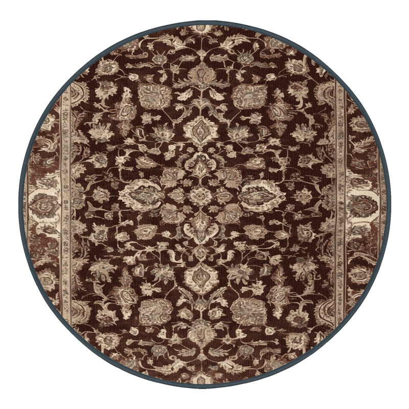 Tapis brun lavable à la machine, Rond 4 pi