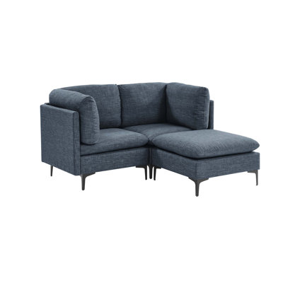 Linen Modular Sectional Sofa with Metal Legs