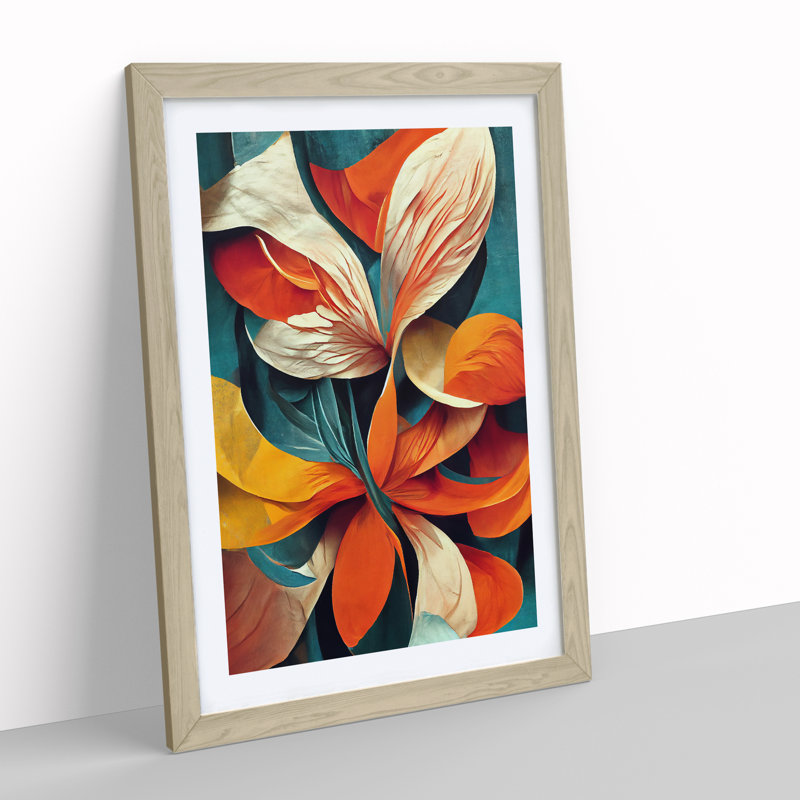 Abstract Floral No.1 - Framed Print, 46cm H x 34cm W x 2cm D, Oak