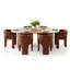 Ensemble de salle à manger 7 pièces moderne avec table à piédestal ovale en chêne 79 po et 6 chaises sculpturales à accoudoirs larges-36651161