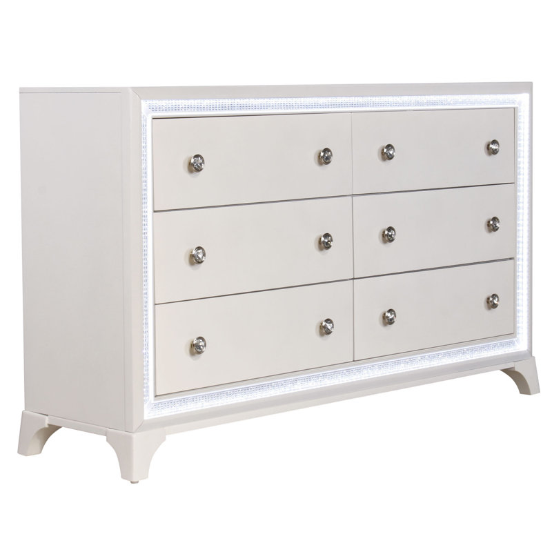 Cassie Crystal Inlaid Dresser with Lights