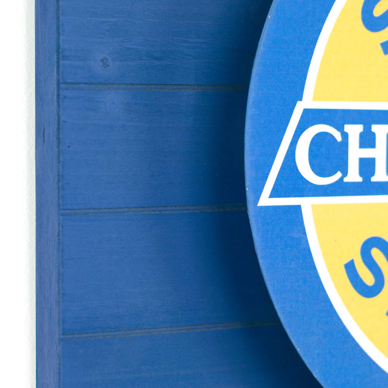 Vintage Chevrolet Super Service Blue and Yellow Metal LED Sign