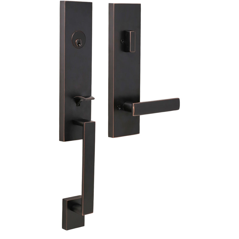 Ensemble de poignées avec porte transitionnelle Mesa, Bronze frotté à l'huile