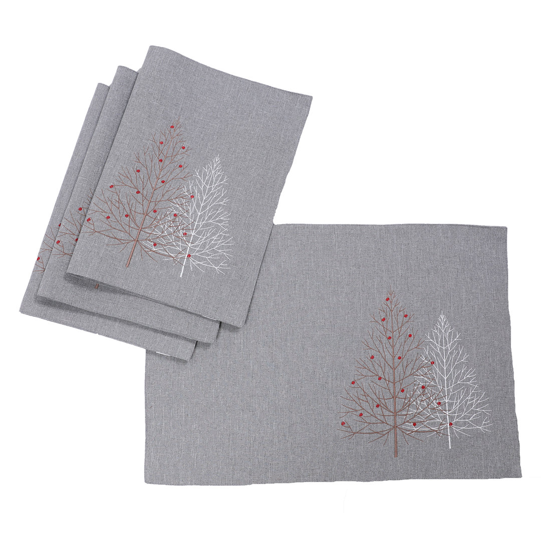 Jair Festive Trees Embroidered 20" Placemat (Set of 4) The Holiday Aisle® 