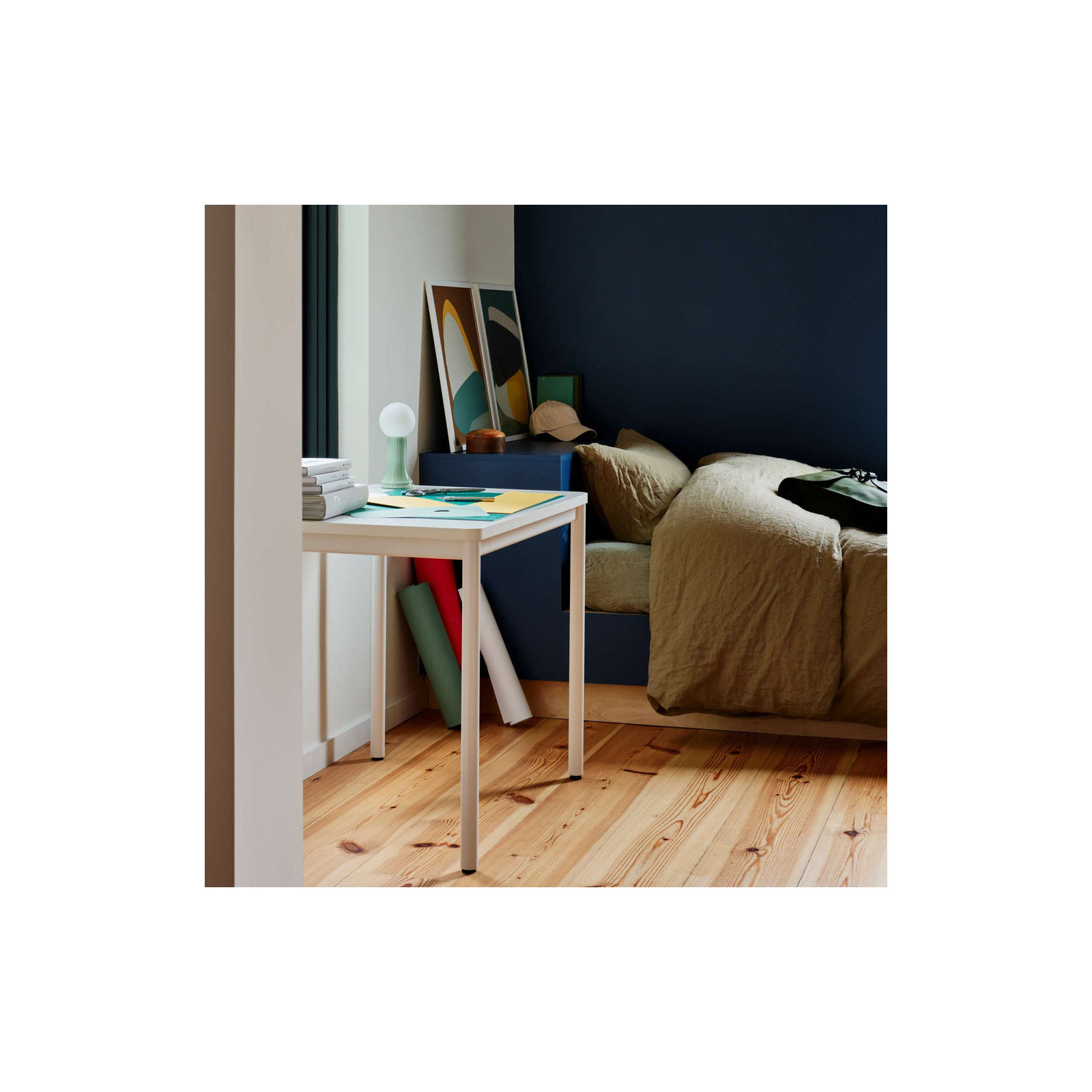 Daily Desk, White, White, 28.5" H x 36" W x 24" D