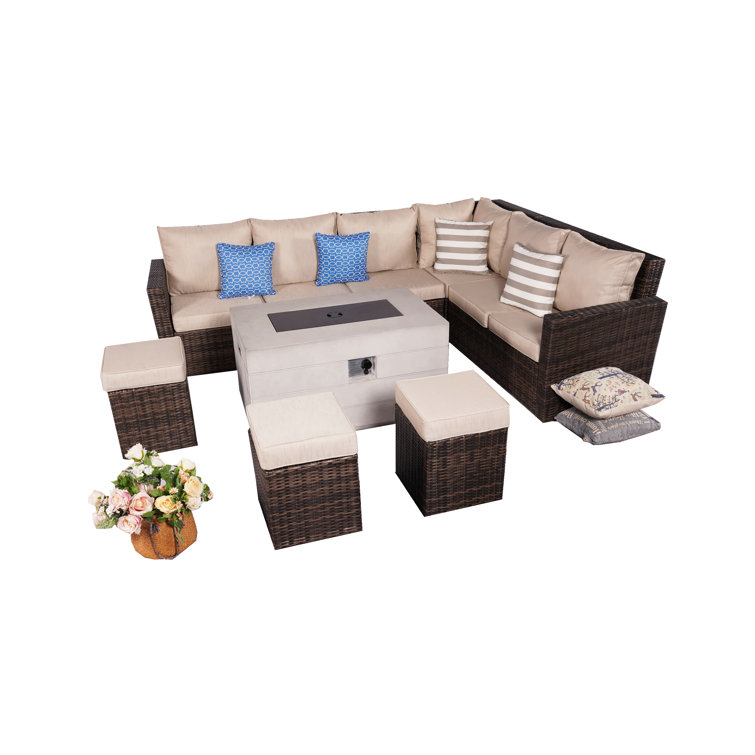 Ensemble de conversation modulaire avec coussins 8 pièces Cecilia