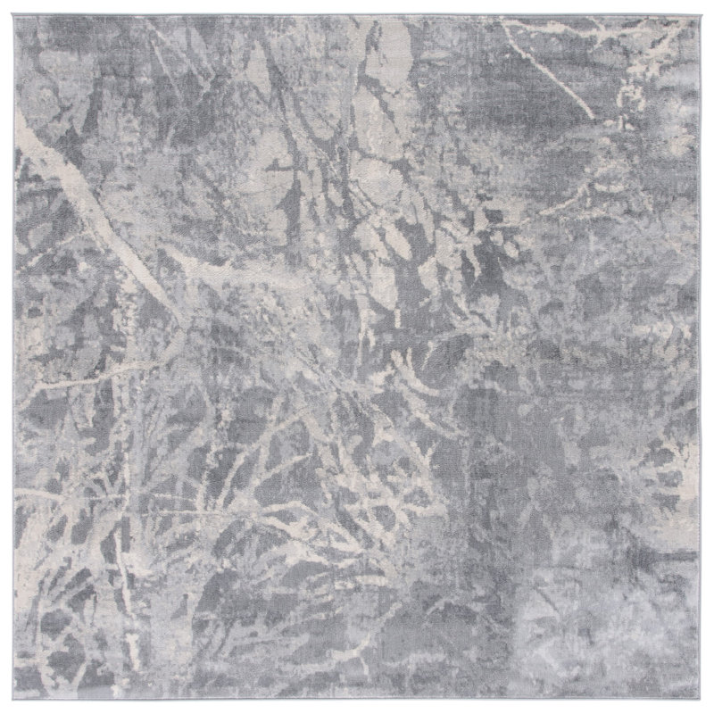 Tapis abstrait tissé à la machine, Carré 6 pi 7 po