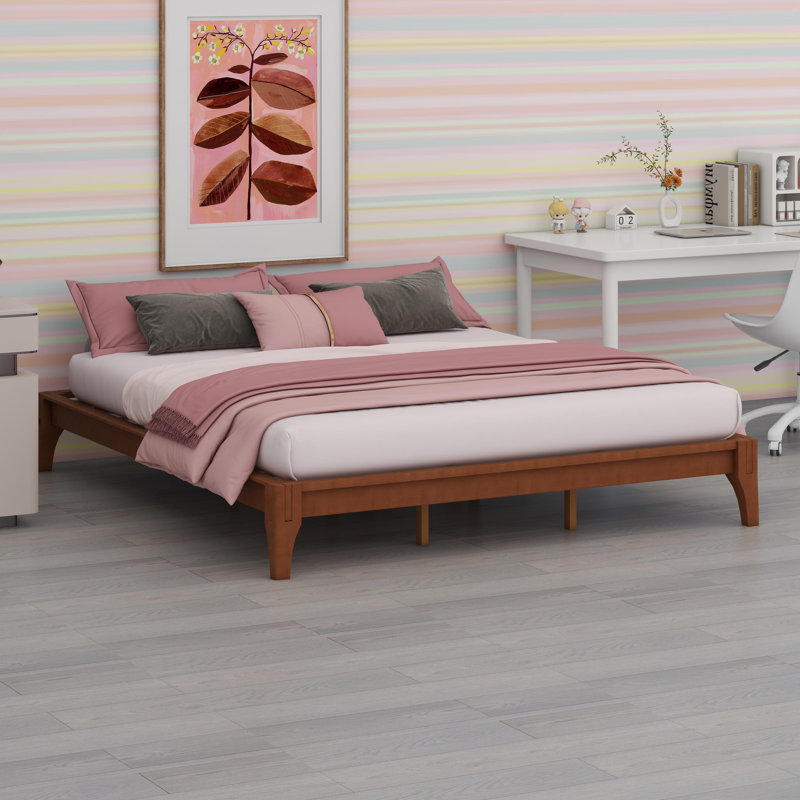 Bamboo Wood Platform Bed Frame, Brown