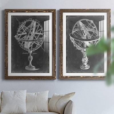 " Armillary Sphere On Charcoal I " 2 - Pieces