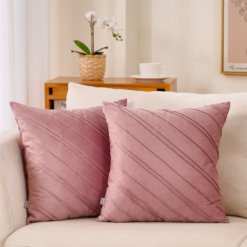 Warissi - Housse de coussin à rayures Vlevet, Rose, 18 po x 18 po, Housse de coussin seulement - sans coussin