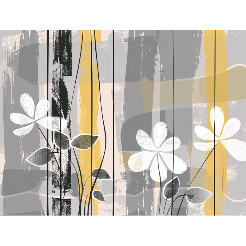 Édredon à motif floral de lignes botaniques abstraites, Édredon grand