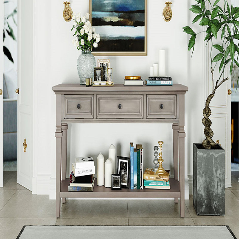 Dmitry 50'' Console Table,Hallway table,Hoyer table with a lower shelf, Gray