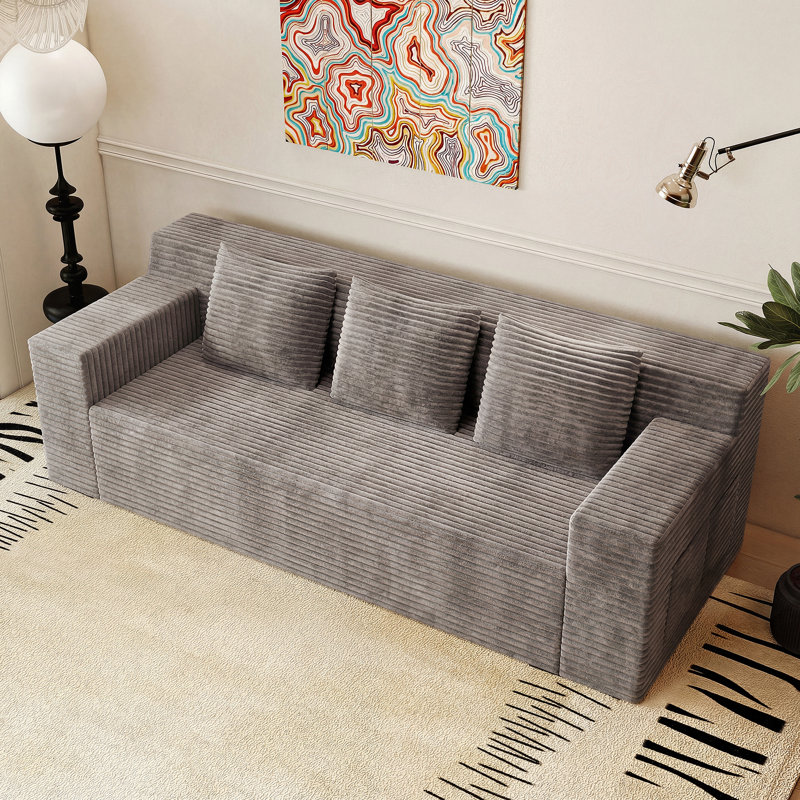 Ensemble de canapé modulaire en velours côtelé désossé de 71 pouces avec sièges profonds, aucun assemblage requis pour le salon ou la chambre à coucher