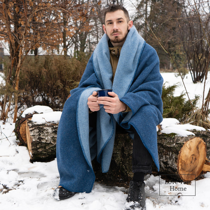LoveYouHome Blanket, Lightblue/Blue, 150 cm W x 215 cm L