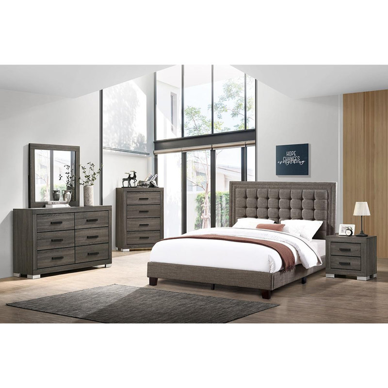 Modern Transitional Style 1pc Wooden Chest Bar Handle Grey Finish Bedroom Furniture