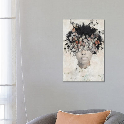 Beauty and Butterflies 1 Piece Wrapped Canvas Wall Art