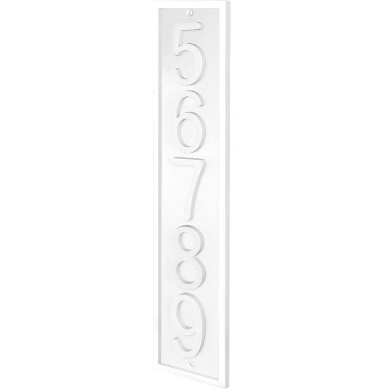 Plaque d'adresse verticale encadrée en aluminium Royal Shade - numéros de maison personnalisés à 3/4 chiffres pour des espaces intérieurs et extérieurs élégants