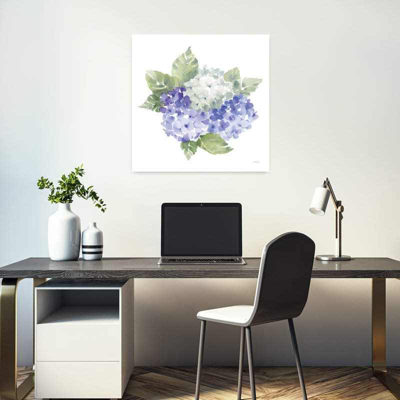 Cottage hortensias I, hortensia contemporain, art floral, H 18 po x l 18 po