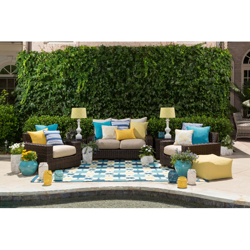 Coussin décoratif en coton Ayjay, H 16 po x l 16 po, Or