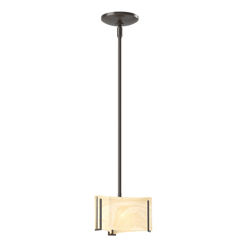 Exos 1 - Light Unique/Statement Geometric Pendant, Amber Swirl Glass, Oil Rubbed Bronze