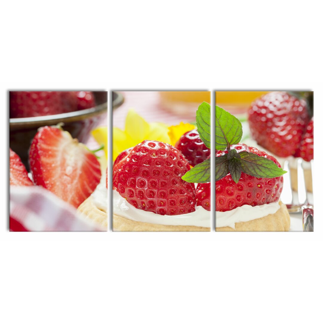 3-tlg. Leinwandbilder-Set Tasty Strawberry Tart