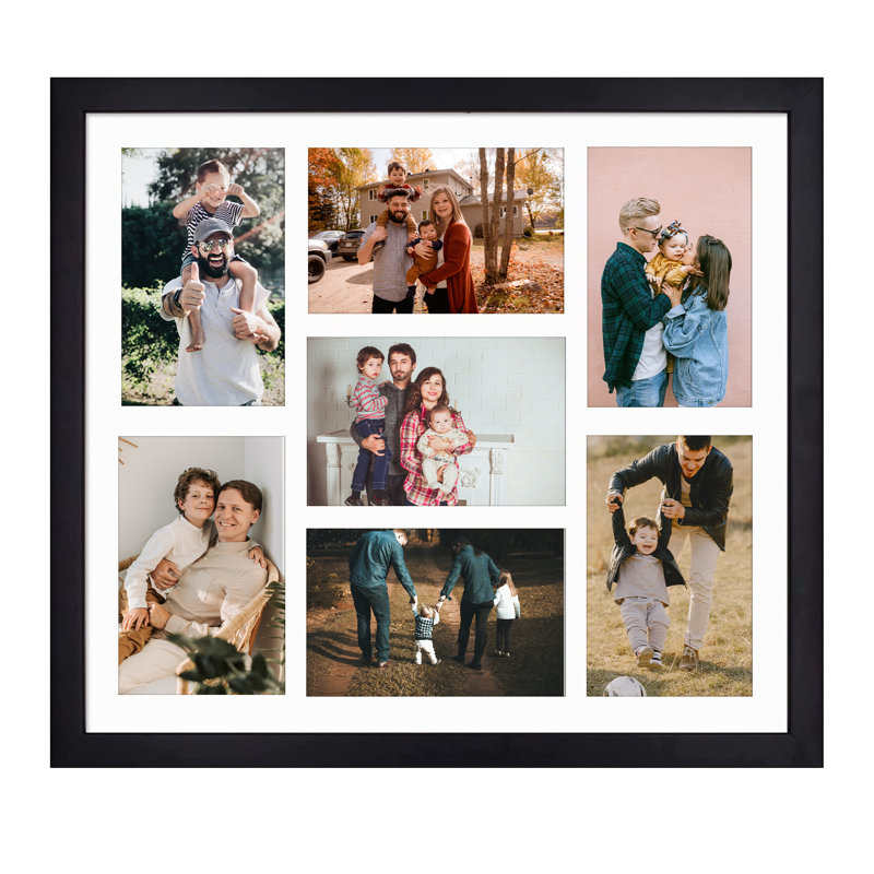 Cadre photo en bois noir affichant des photos 4 x 6