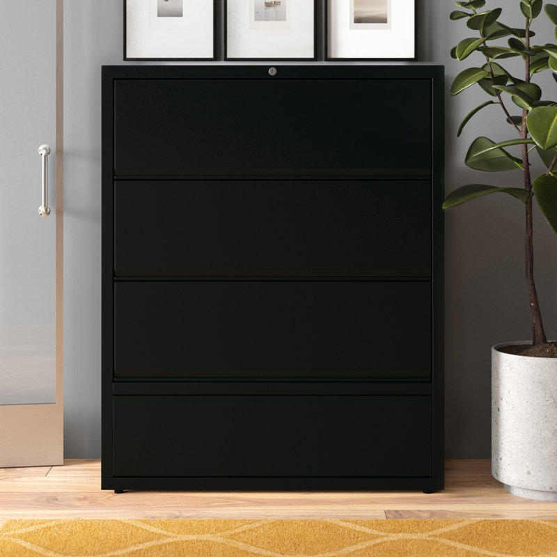 Fortress 42'' Wide 4 -Drawer Steel File Cabinet, Black