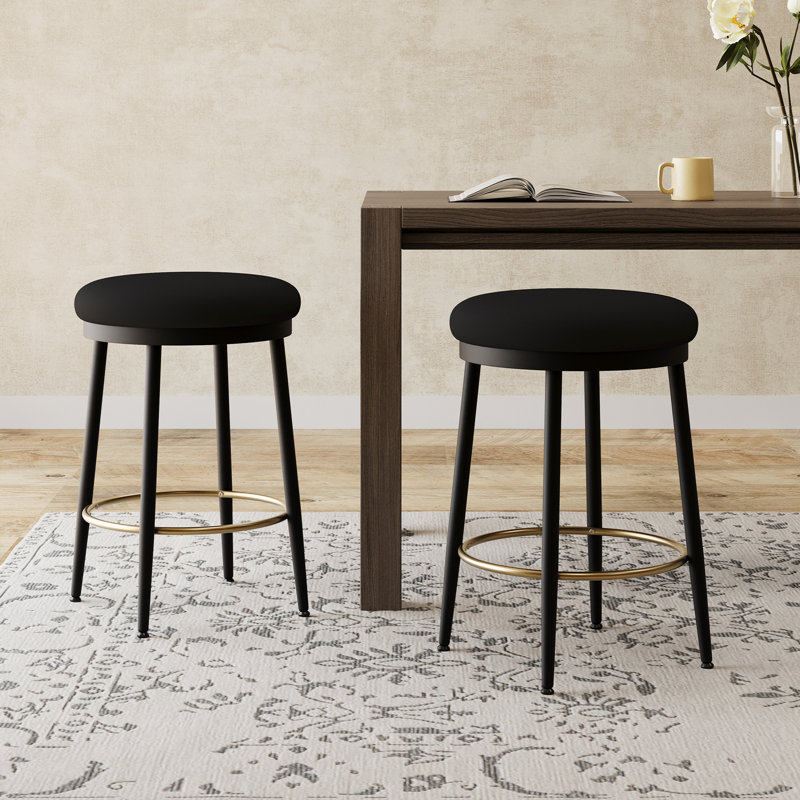 Tabouret de comptoir moderne 24,75 po Yamanda, Blanc, Set of 2