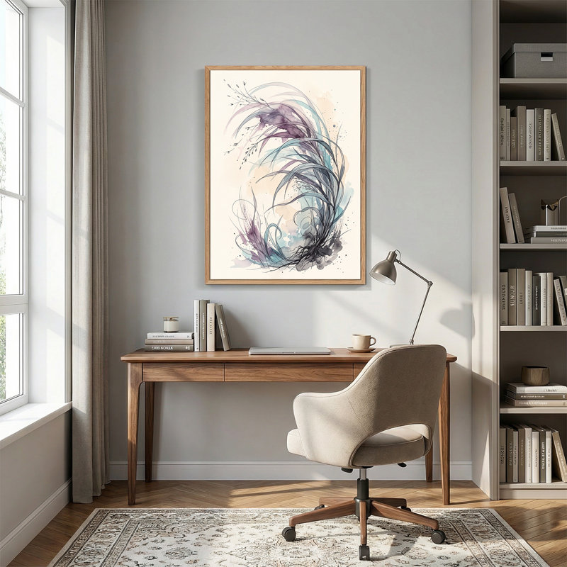 «Mauve et bleu sarcelle», 36"H x 24"W