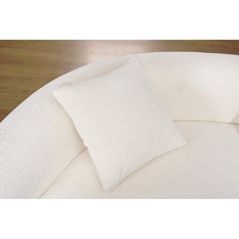 LY-042 S-Curved Chenille Sectional Sofa: Dual-Depth (21.3" & 26.8"), White, No Assembly, Compact For Small Spaces, 400 Lbs, 66.9" L