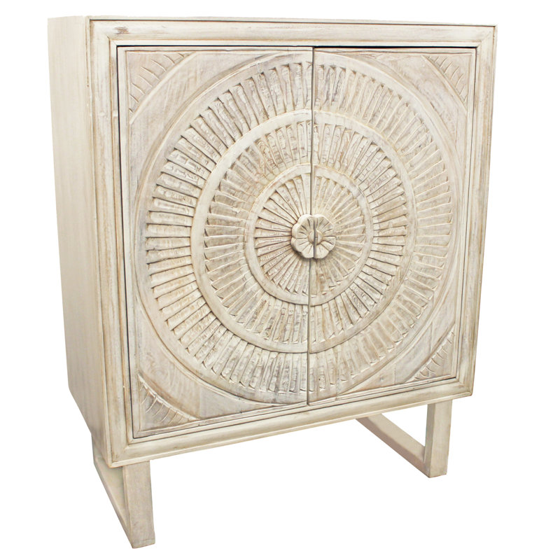 Armoire d'appoint 33 po, Blanc patiné, Métal métal