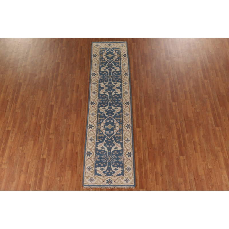 Tapis de couloir bleu 3 pi Oushak