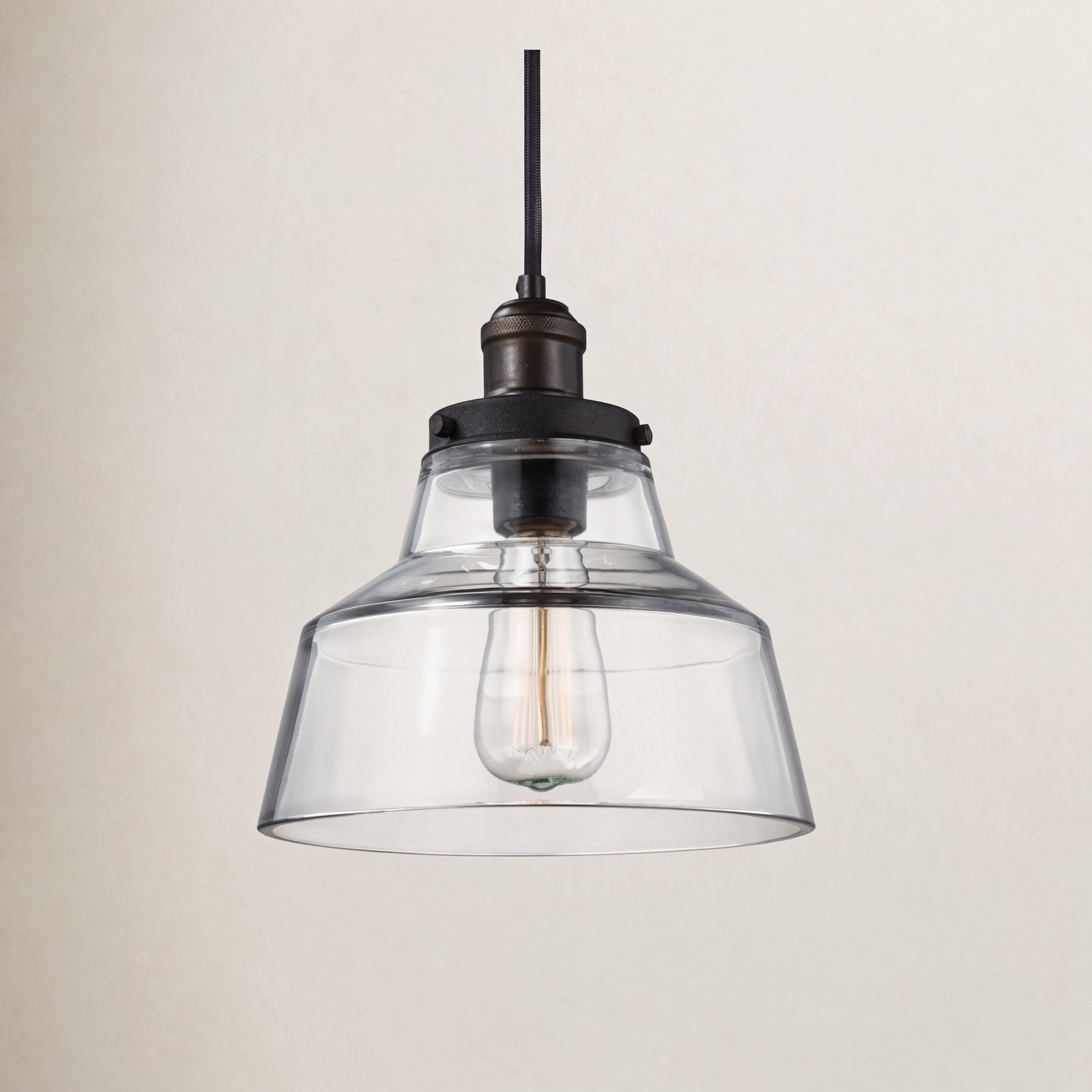 Topanga Single Light Glass Dimmable Pendant, Painted Aged Brass/Dark Weathered Zinc