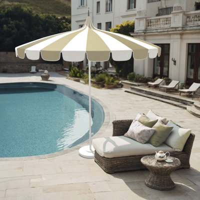 Tayeko Striped Scalloped Market Umbrella