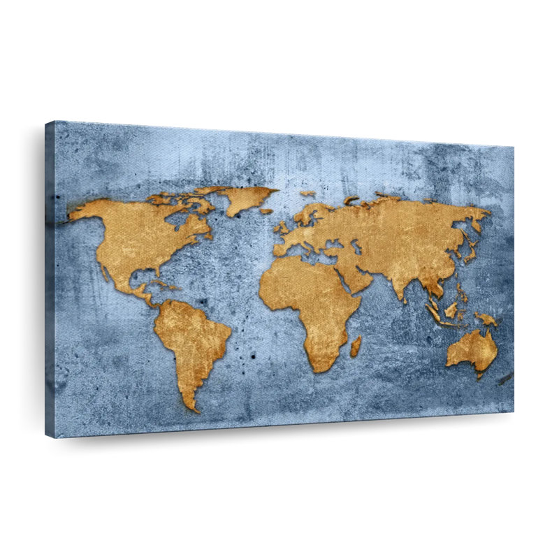 " Azure World Map Canvas Print ", 8" H x 12" W x 1" D